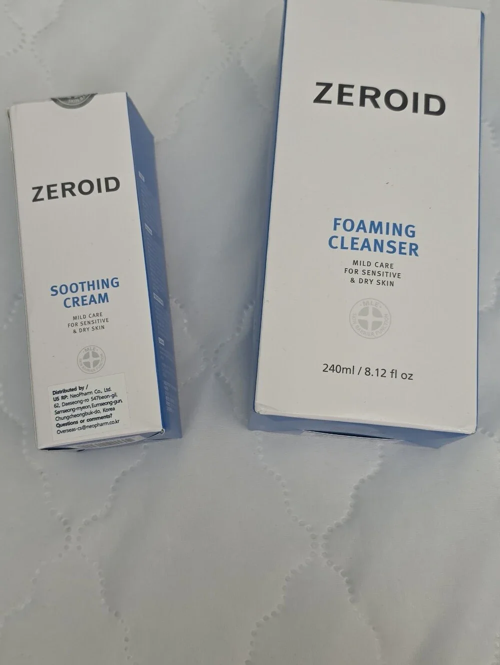 Zeroid foaming cleanser and soothing cream